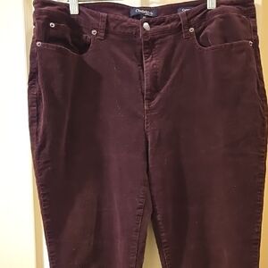 Chico's Corduroy Pants in Deep Burgundy